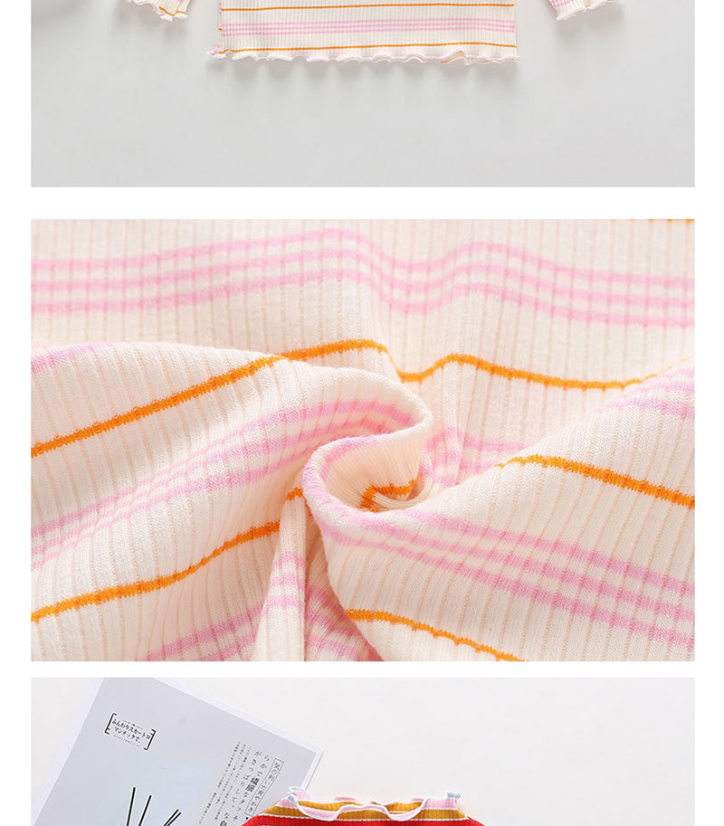 Fashion Pink Striped Round Neck Cotton Children