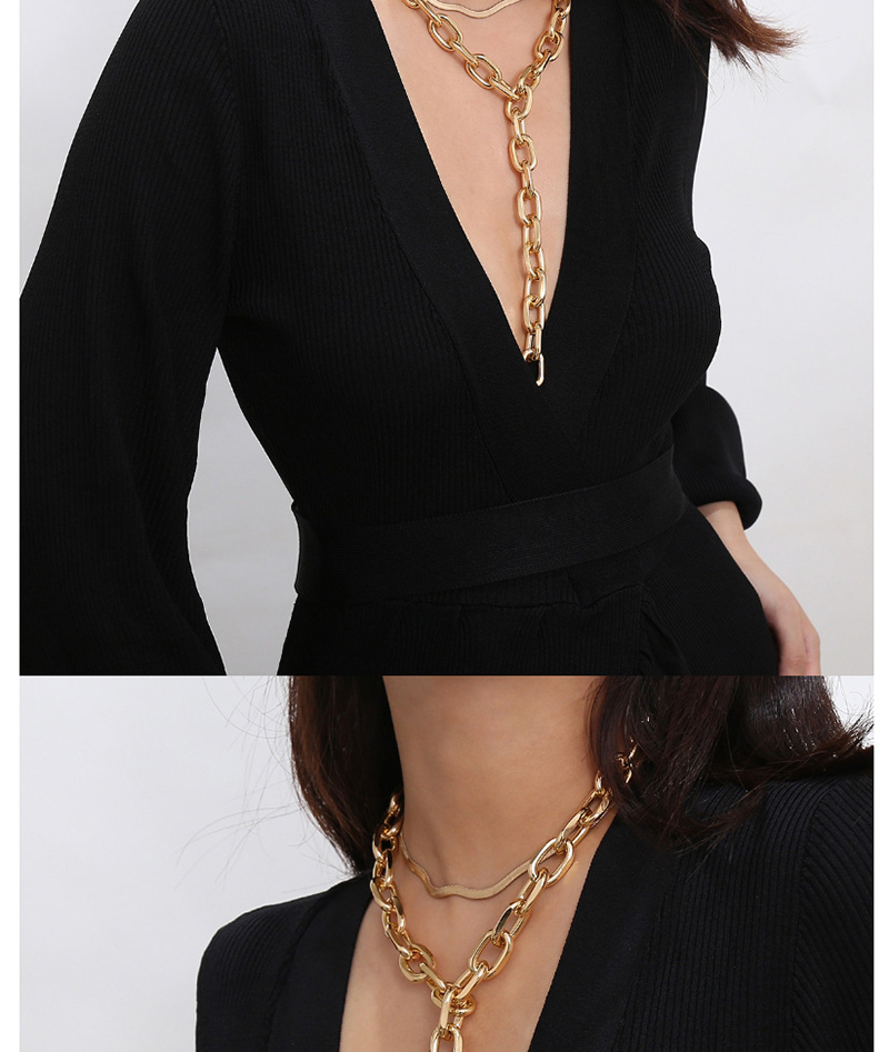 Fashion White K Geometric Snake Bone Chain Y-shaped Tassel Necklace,Multi Strand Necklaces