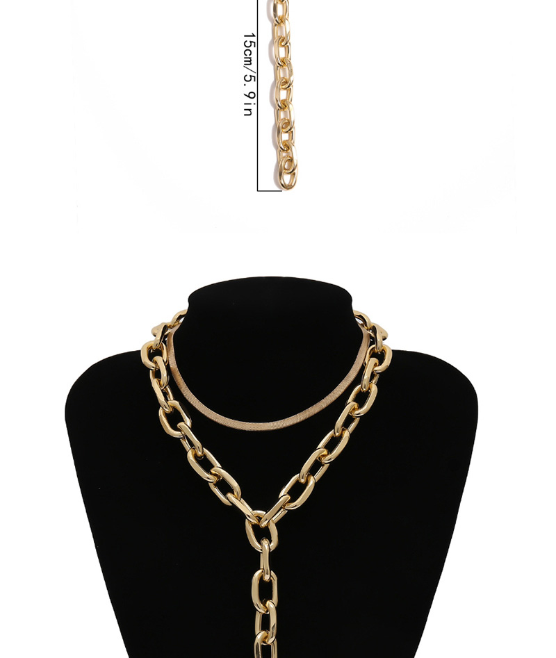Fashion Gold Geometric Snake Bone Chain Y-shaped Tassel Necklace,Multi Strand Necklaces
