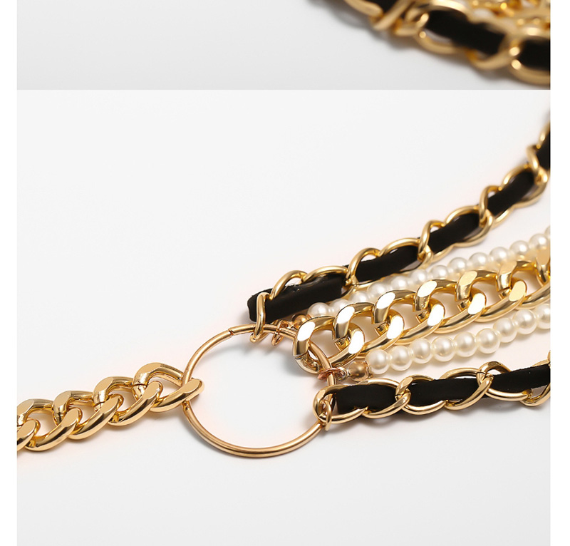 Fashion Gold Geometric Chain Fringed Imitation Pearl Waist Chain,Body Piercing Jewelry