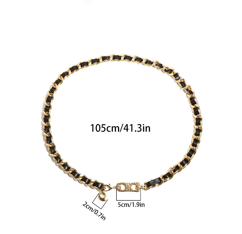 Fashion Gold Geometric Thick Chain Pu Double Hole Waist Chain,Body Piercing Jewelry