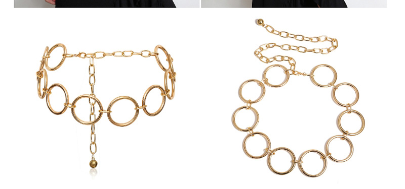 Fashion Metal Geometric Ring Acrylic Phase Waist Chain,Waist Chain