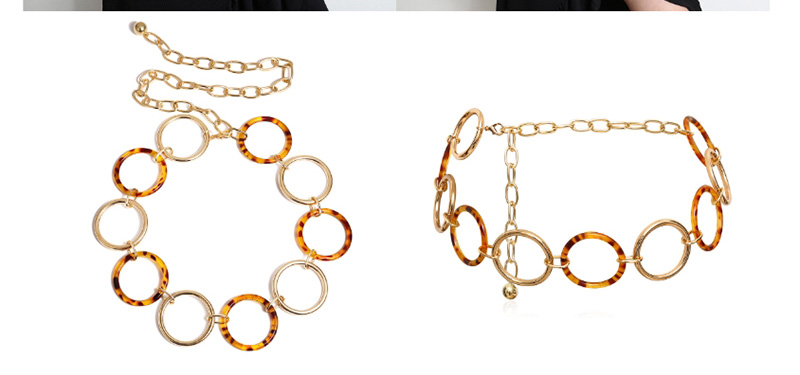 Fashion Metal + Resin Geometric Ring Acrylic Phase Waist Chain,Body Piercing Jewelry
