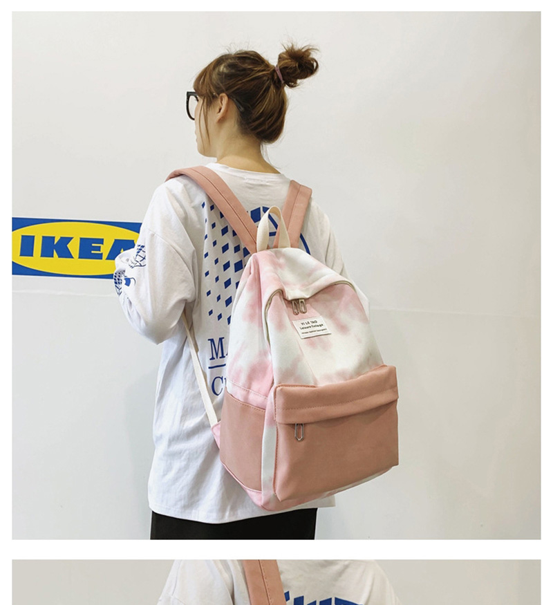 Fashion Pink Contrast Stitching Labeling Backpack,Backpack