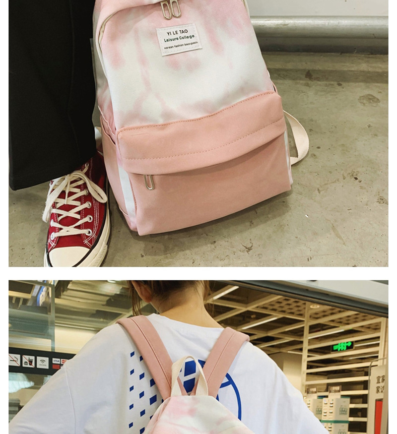 Fashion Pink Contrast Stitching Labeling Backpack,Backpack
