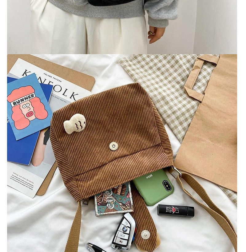 Fashion Brown Corduroy One-shoulder Crossbody Chest Bag,Backpack