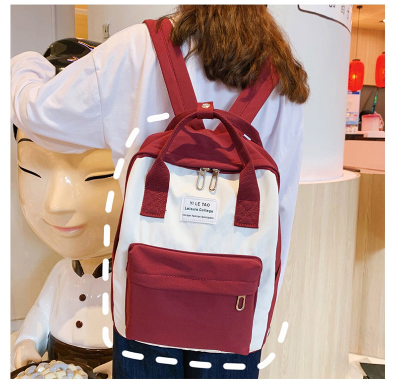 Fashion Pink Contrast Stitching Backpack,Backpack