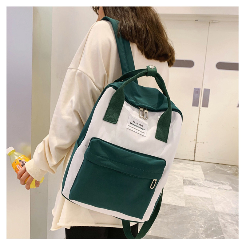 Fashion Green Contrast Stitching Backpack,Backpack