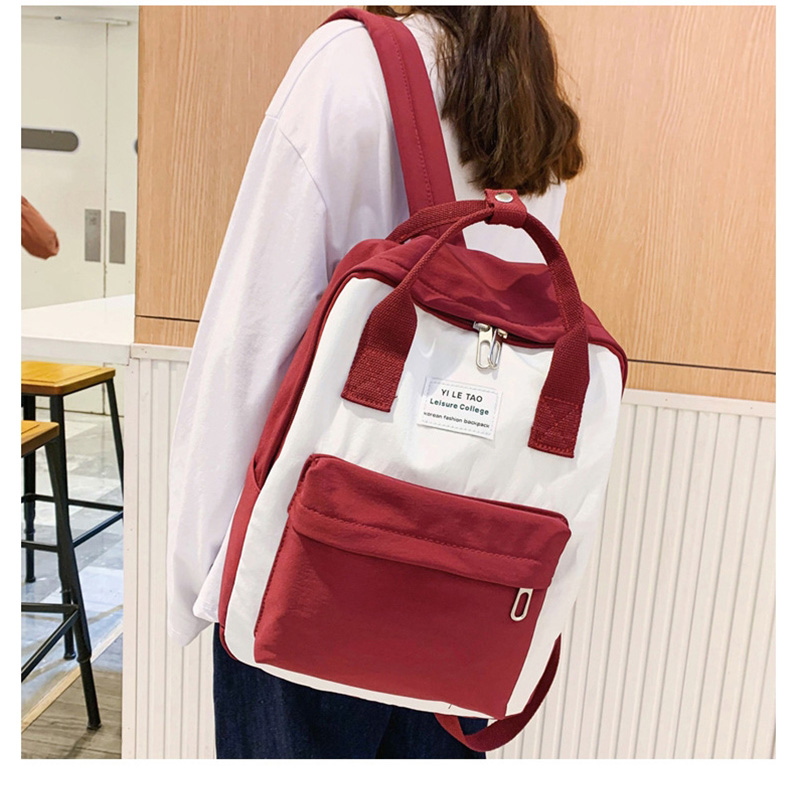 Fashion Red Contrast Stitching Backpack,Backpack