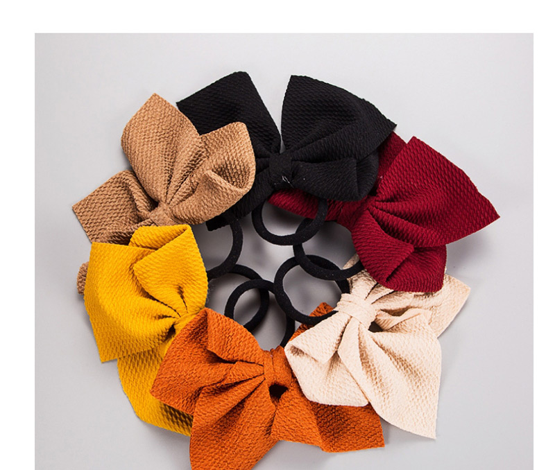 Fashion Yellow Double-layered Water Chestnut Bow Large Intestine Elastic Band Elastic Head Rope,Hair Ring