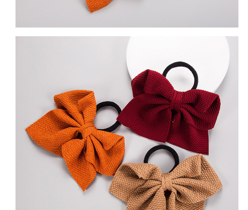 Fashion Brown Double-layered Water Chestnut Bow Large Intestine Elastic Band Elastic Head Rope,Hair Ring