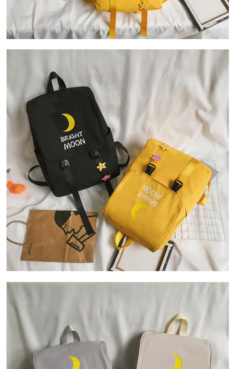 Fashion Beige Moon Letter Printed Backpack,Backpack