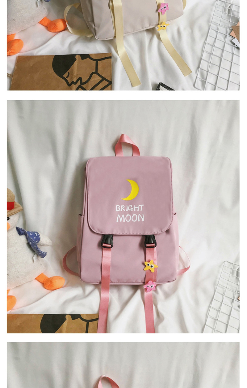 Fashion Beige Moon Letter Printed Backpack,Backpack
