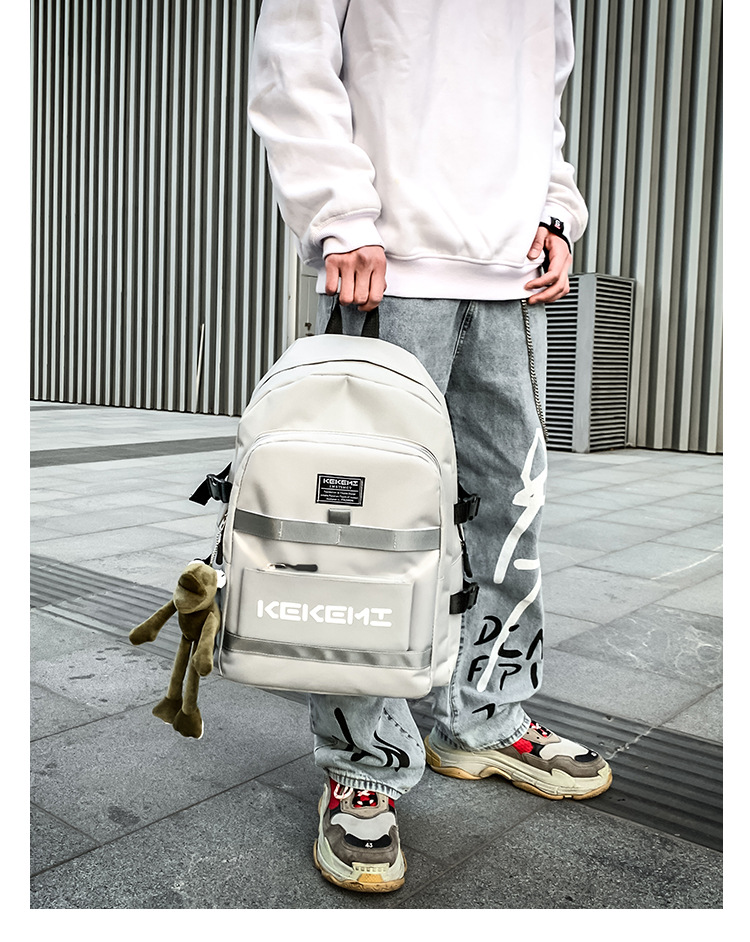 Fashion Gray Contrast Stitching Letter Print Backpack,Backpack