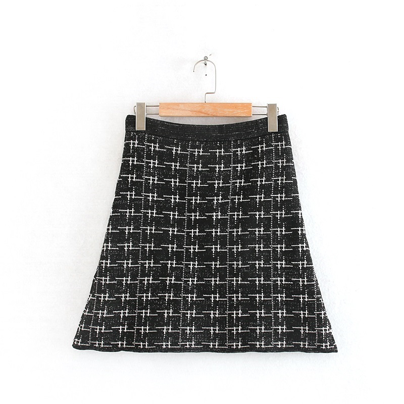 Fashion Lattice Metallic Color Knit Skirt,Skirts