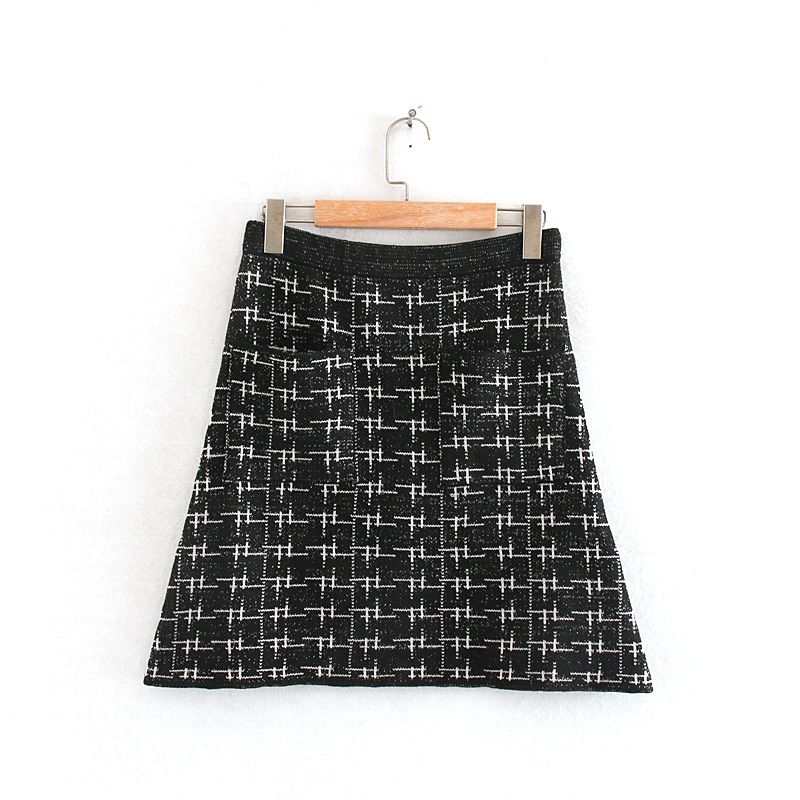 Fashion Lattice Metallic Color Knit Skirt,Skirts