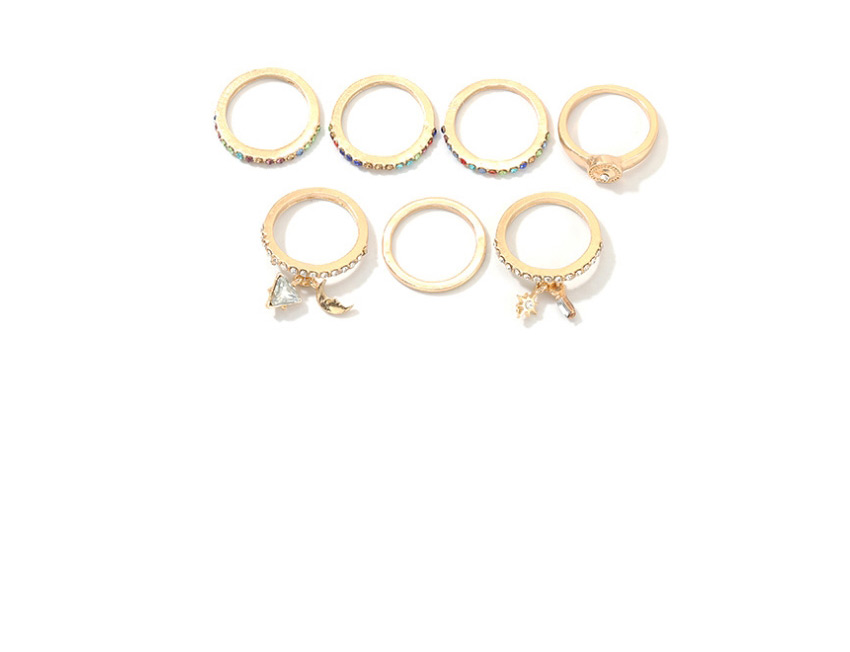 Fashion Color Geometric Diamond Sun Moon Set Ring,Fashion Rings