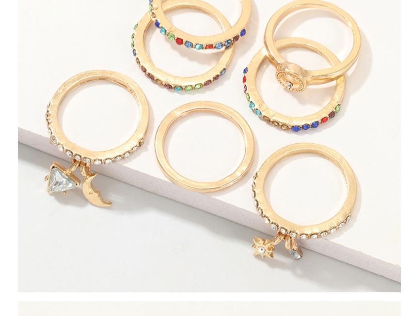 Fashion Color Geometric Diamond Sun Moon Set Ring,Fashion Rings