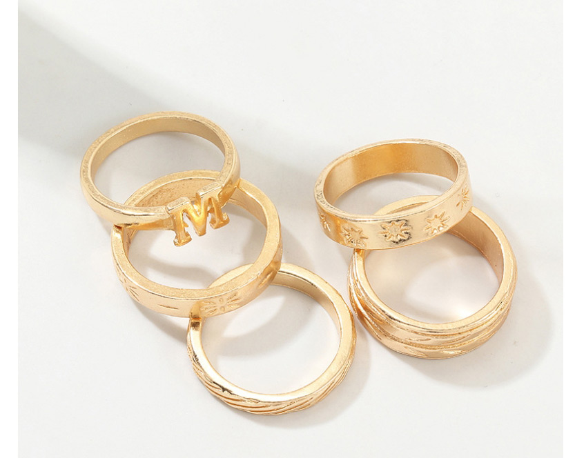 Fashion Gold Geometric Letter M Alloy Branch Ring Set Of 5,Fashion Rings