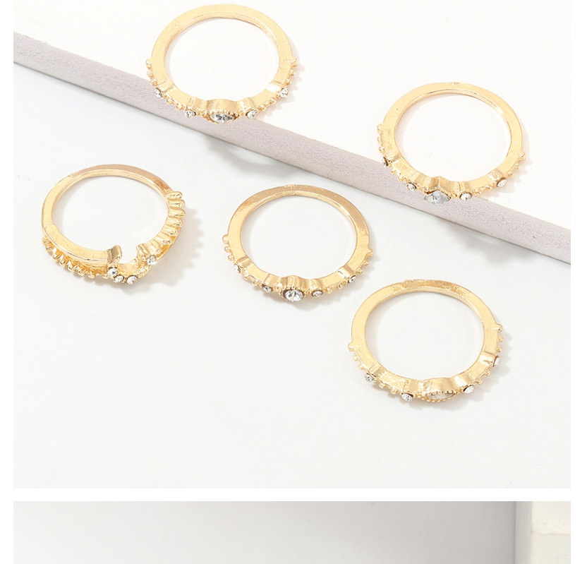 Fashion Gold Geometric Moon Diamond Ring,Fashion Rings