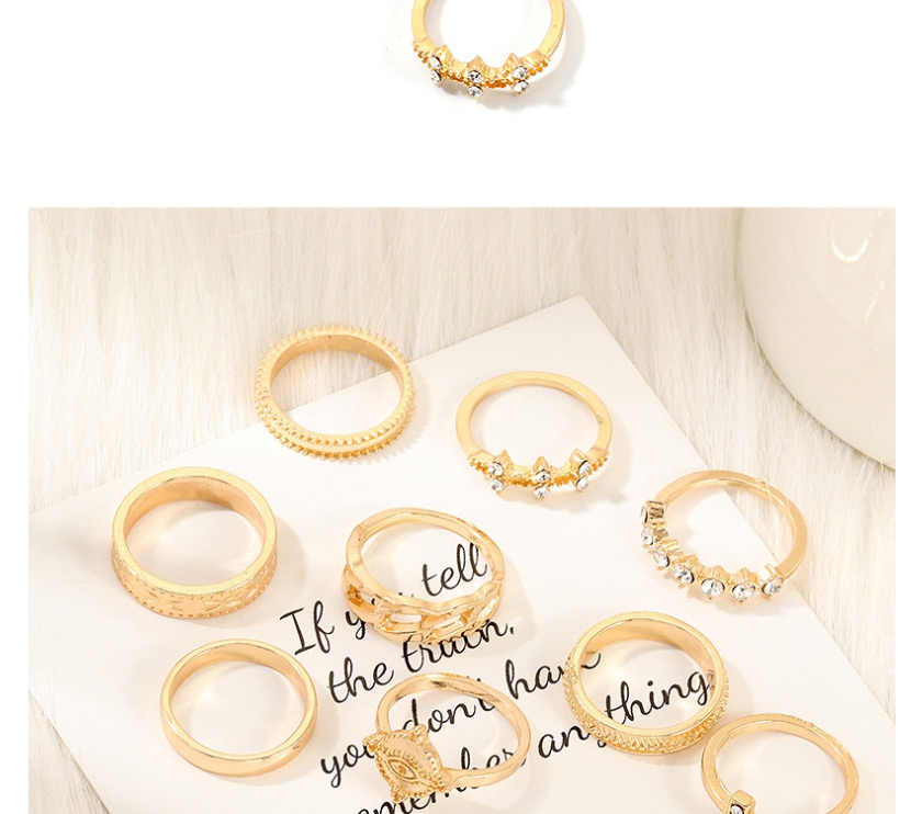 Fashion Gold Geometric Diamond Ring Set Of 9,Fashion Rings