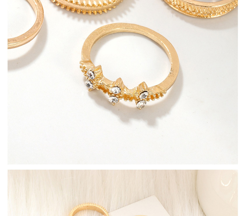 Fashion Gold Geometric Diamond Ring Set Of 9,Fashion Rings