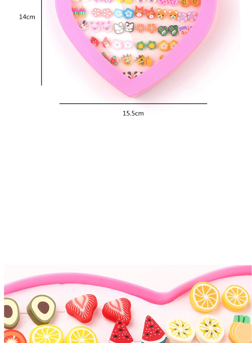 Fashion Color Fruit Soft Ceramic Animal Earrings 36 Pairs,Stud Earrings