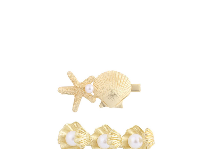 Fashion Starfish + Shell Alloy Starfish Shell Pearl Conch Hairpin,Hairpins