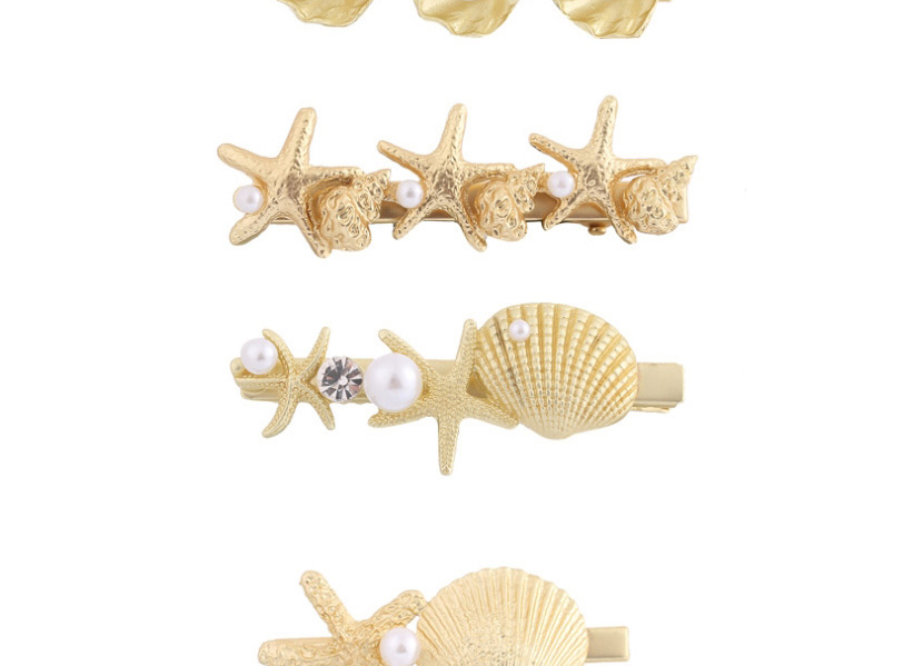 Fashion Starfish + Shell + Rhinestone Alloy Starfish Shell Pearl Conch Hairpin,Hairpins
