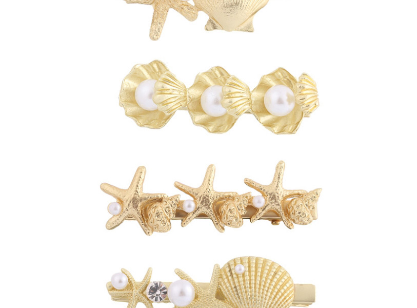 Fashion Starfish + Shell Alloy Starfish Shell Pearl Conch Hairpin,Hairpins