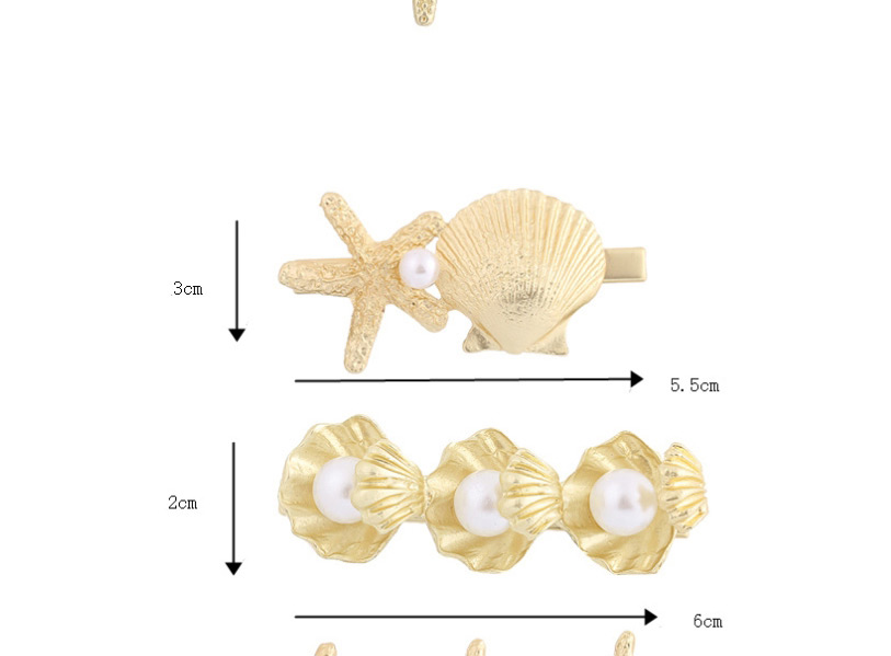 Fashion Starfish + Conch Alloy Starfish Shell Pearl Conch Hairpin,Hairpins