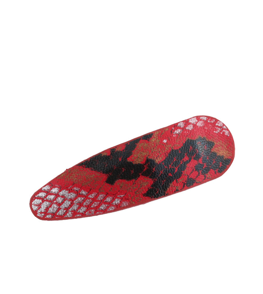 Fashion Square Clip Red Pu Leopard Geometric Hair Clip,Hairpins