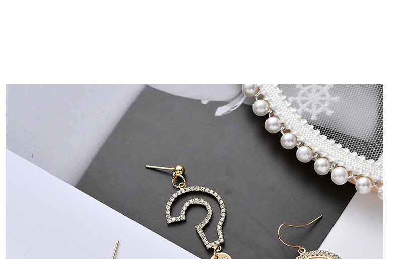 Fashion Gold Letter Question Mark Diamond Earrings,Drop Earrings