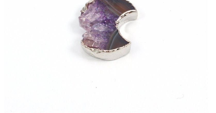 Fashion Purple Natural Stone Amethyst Irregular Crescent Necklace,Pendants