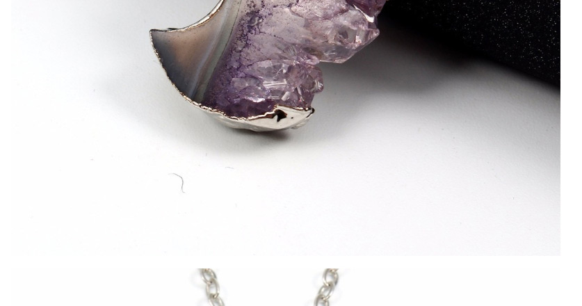Fashion Purple Natural Stone Amethyst Irregular Crescent Necklace,Pendants