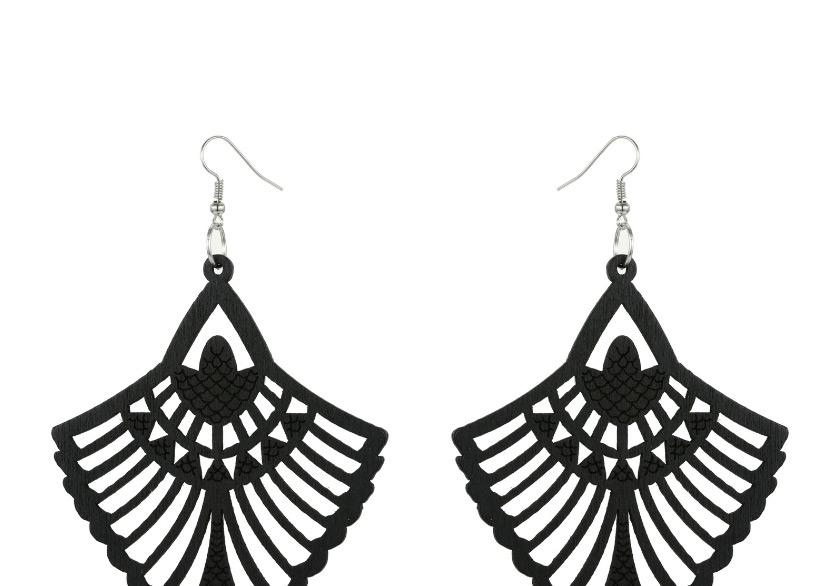 Fashion Black Geometric Hollow Wood Earrings,Drop Earrings