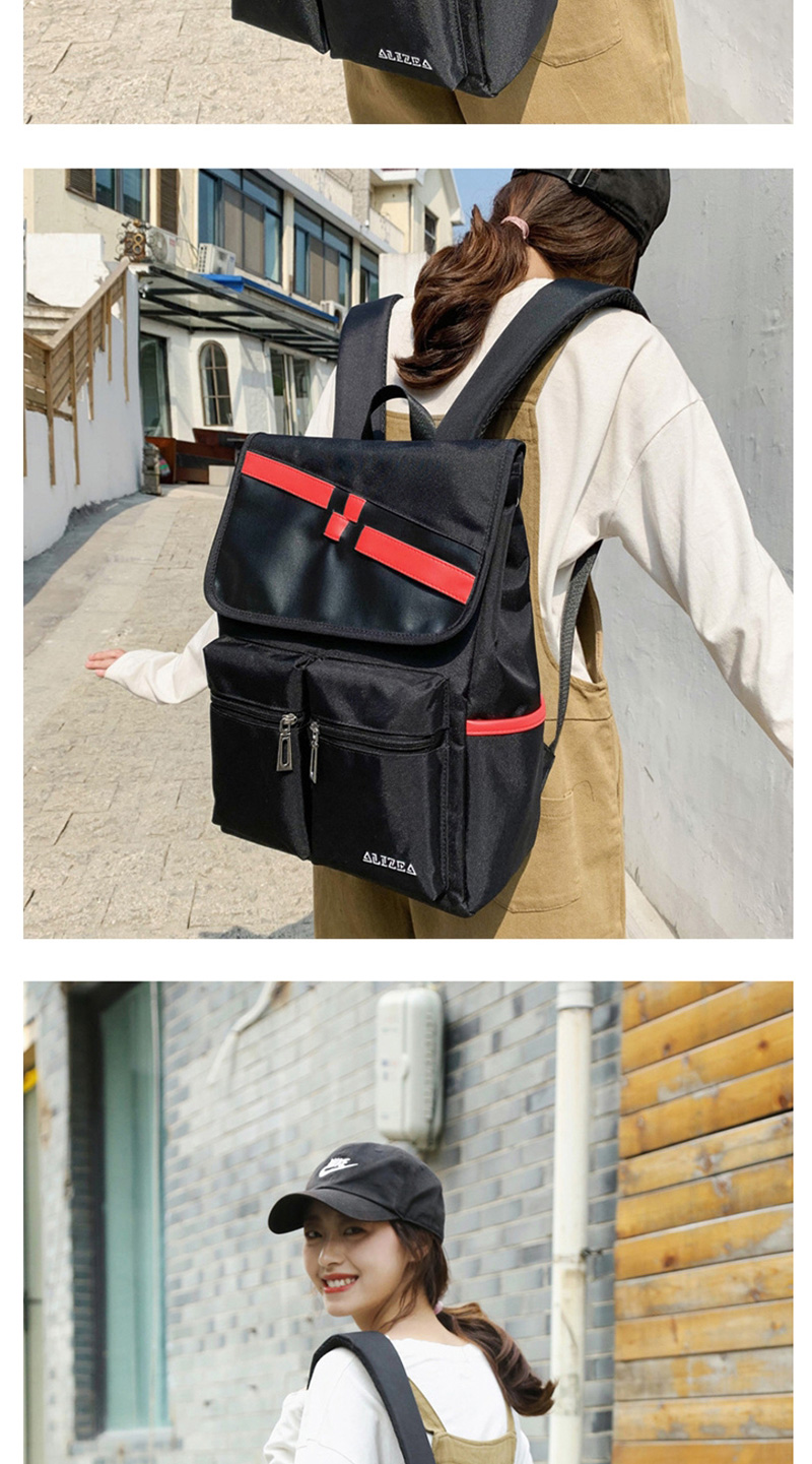 Fashion Oblique Blue Splicing Contrast Backpack,Backpack