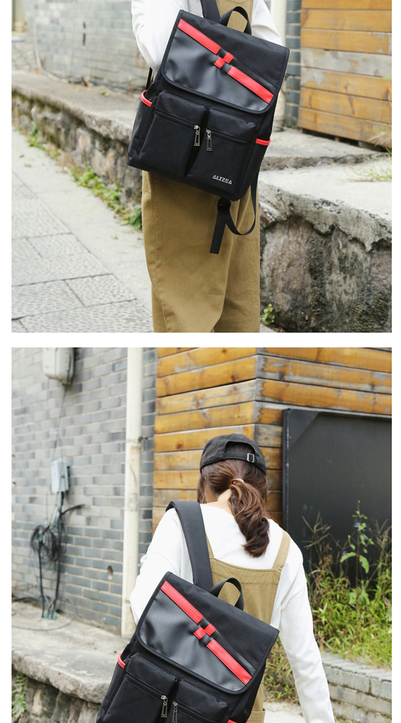 Fashion Oblique Black Splicing Contrast Backpack,Backpack