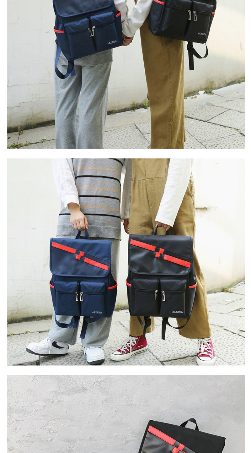 Fashion Oblique Black Splicing Contrast Backpack,Backpack