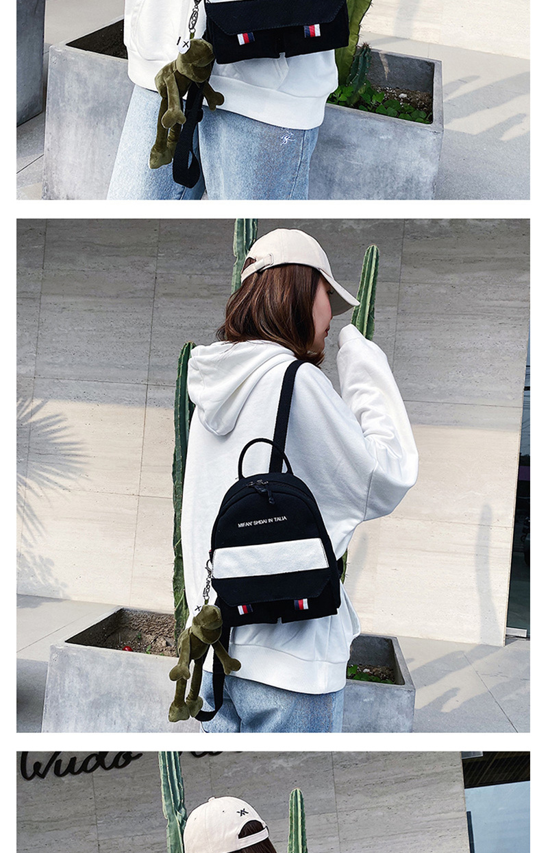 Fashion White + Pendant Canvas Backpack,Backpack