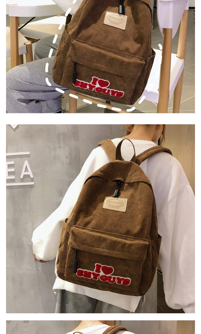 Fashion Brown Plush Letter Labeling Backpack,Backpack