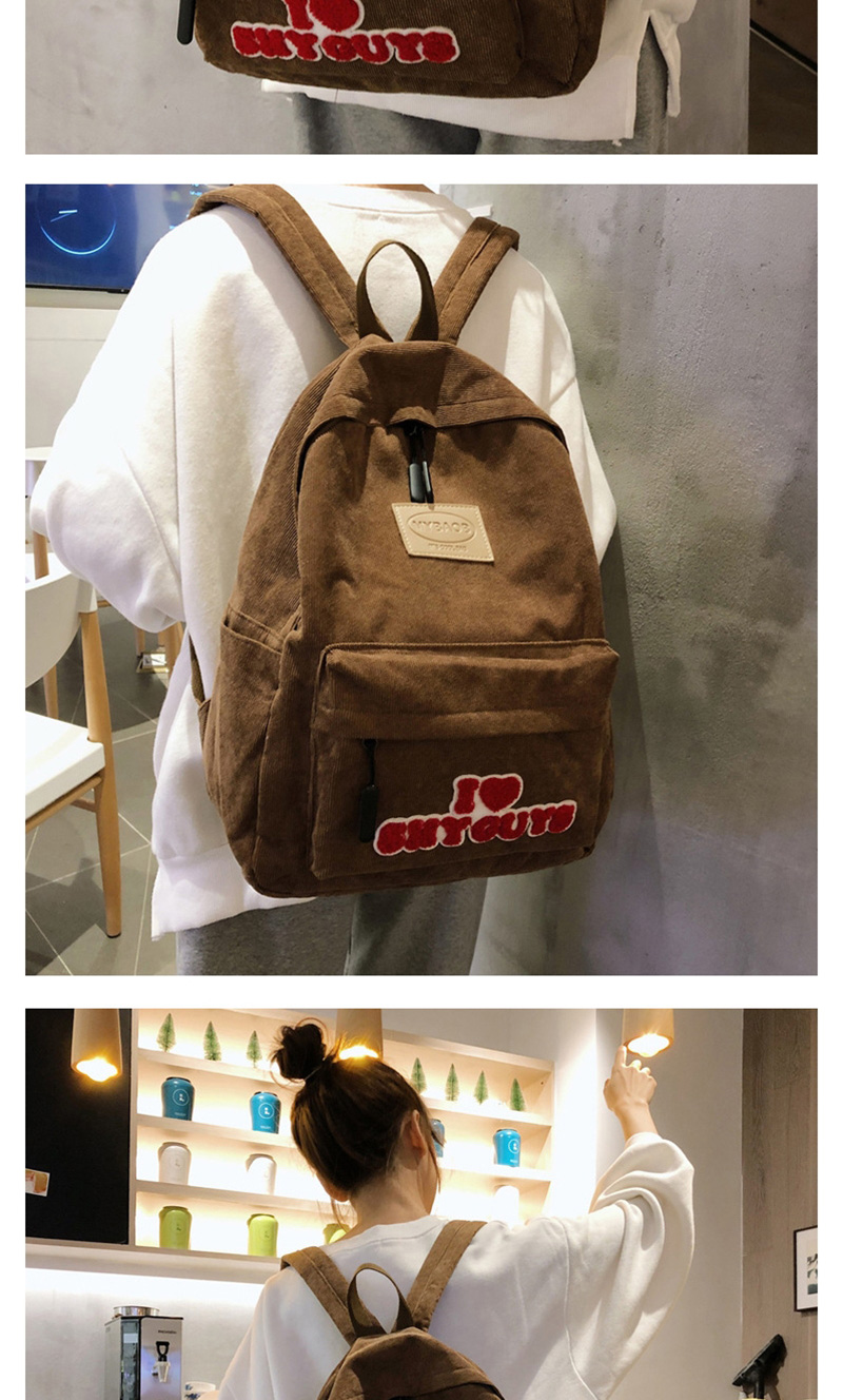 Fashion Brown Plush Letter Labeling Backpack,Backpack