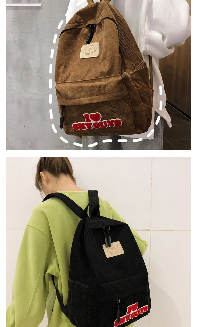 Fashion Black Plush Letter Labeling Backpack,Backpack
