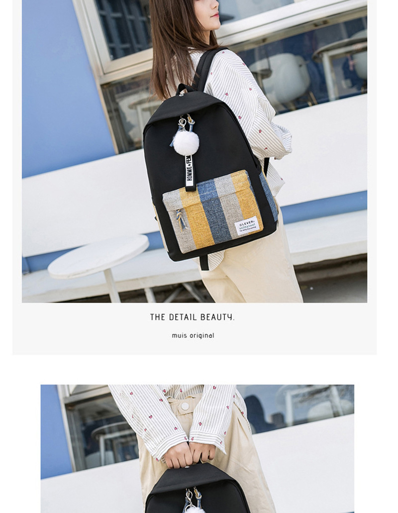 Fashion White One Canvas Striped Backpack,Backpack