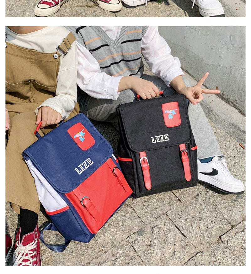 Fashion Blue Red Child Contrast Flip Canvas Shoulder Bag,Backpack