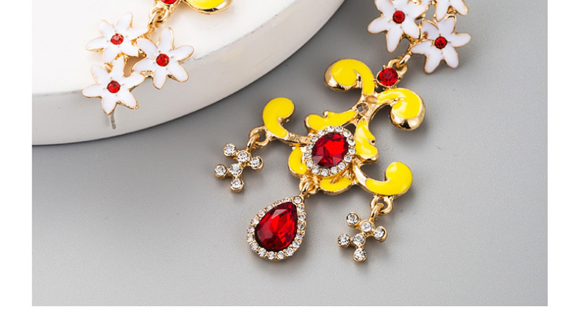 Fashion Gold  Silver Pin Multi-layer Alloy Drip Flower-studded Tassel Earrings,Drop Earrings