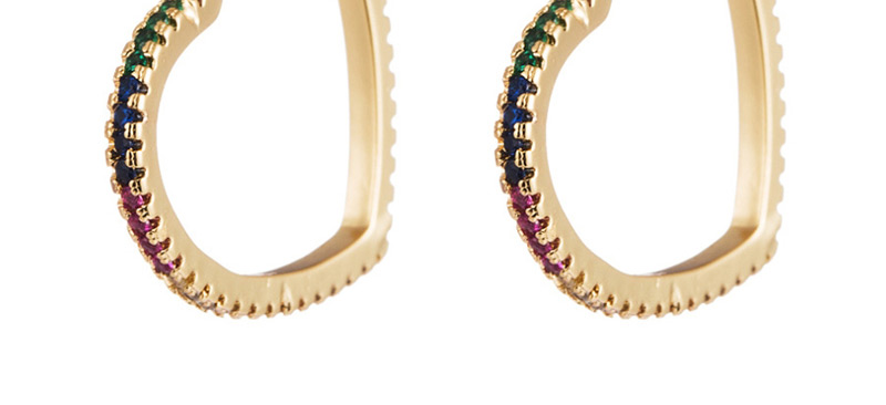 Fashion Color Copper Micro-inlaid Zircon Heart-shaped Earrings,Earrings
