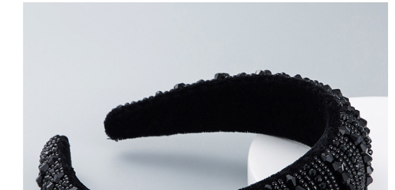 Fashion Black Wide Beaded Sponge Crystal Headband,Head Band