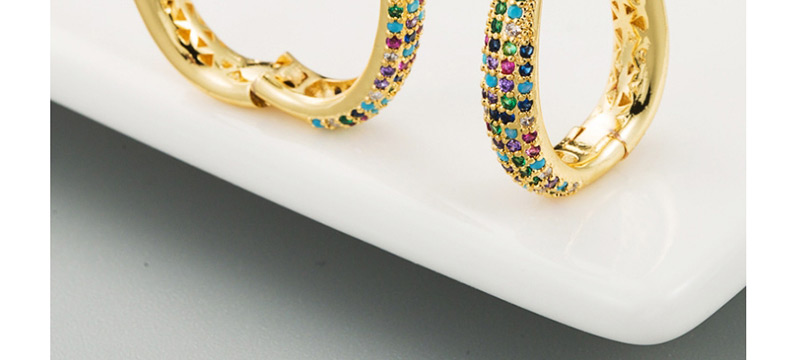 Fashion Color Copper Micro-inlaid Zircon U-shaped Geometric Full Diamond Stud Earrings,Earrings