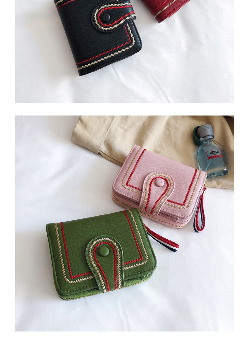 Fashion Green 20 Fold Of Embroidered Short Wallet,Wallet